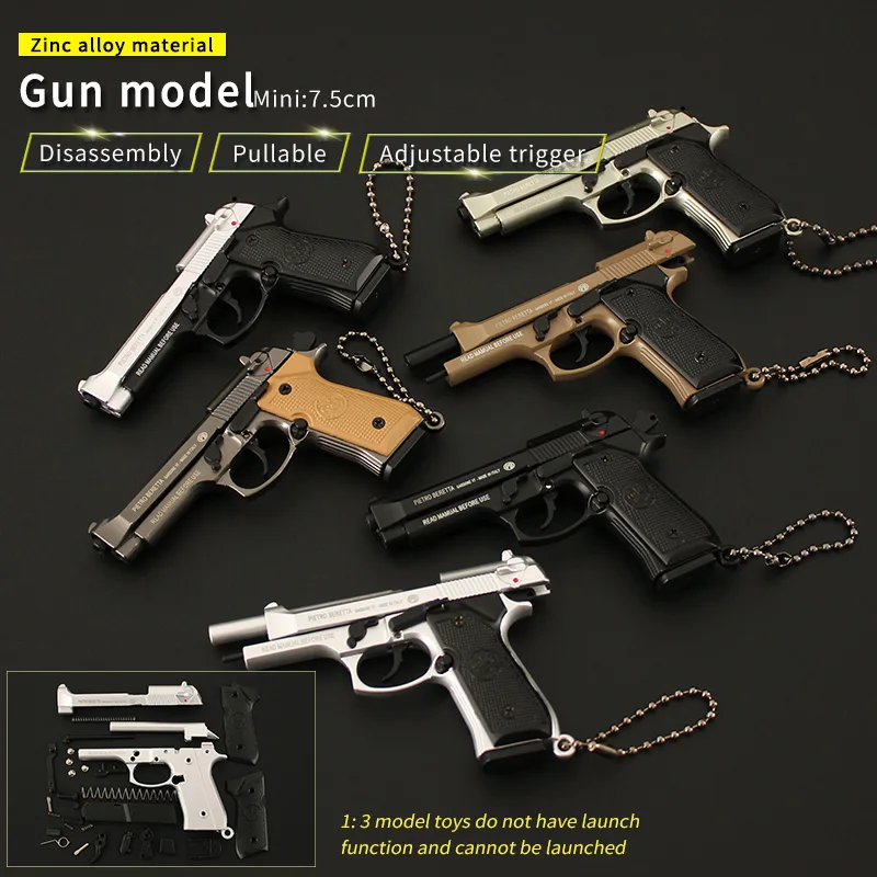 1:3 Beretta Toy Gun Mini Metal Gun Keychain 92F Model Weapon Miniature Toys