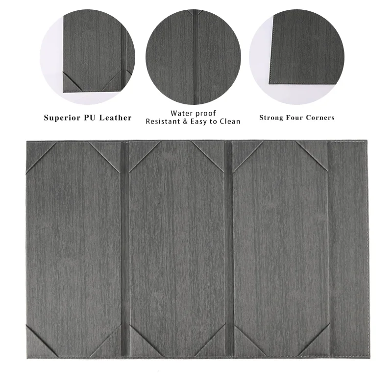 High-quality  Luxury and High Grade Restaurant Menu Folder PU Leather Folder Clip Hotel Menu Cover Guest Directory Custom Logo