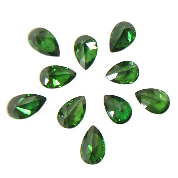 Loose hot sale water droplets 5x7mm 6x9mm gemstone synthetic (lab Created) green pear cubic zirconia