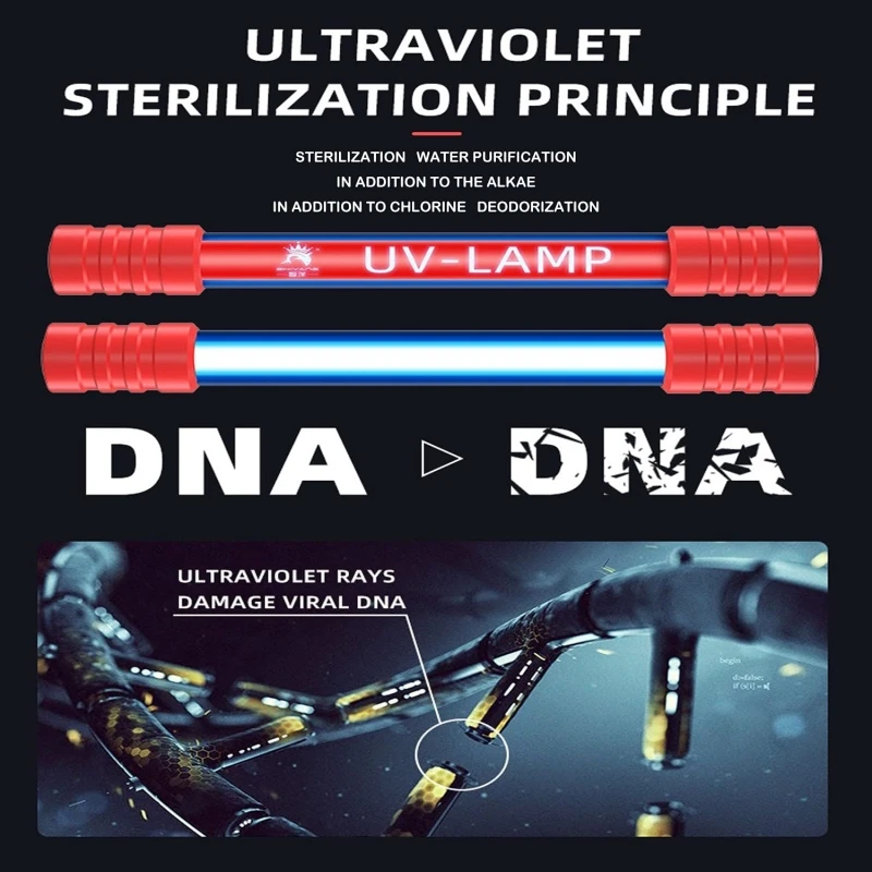 Aquarium Clean Glass UVC Lamp 9W 11W 13W UV Sanitizer Submersible Light with Timer Aquarium Water Clean