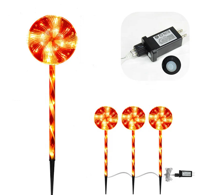 New Candy Lollipop Shape Light Pathway Light Outdoor Waterproof LED Christmas Day Decorative Light with Ground Mounted Lamp