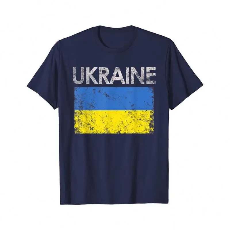 Linen fabric Ukraine flags t-shirts for men 100% cotton