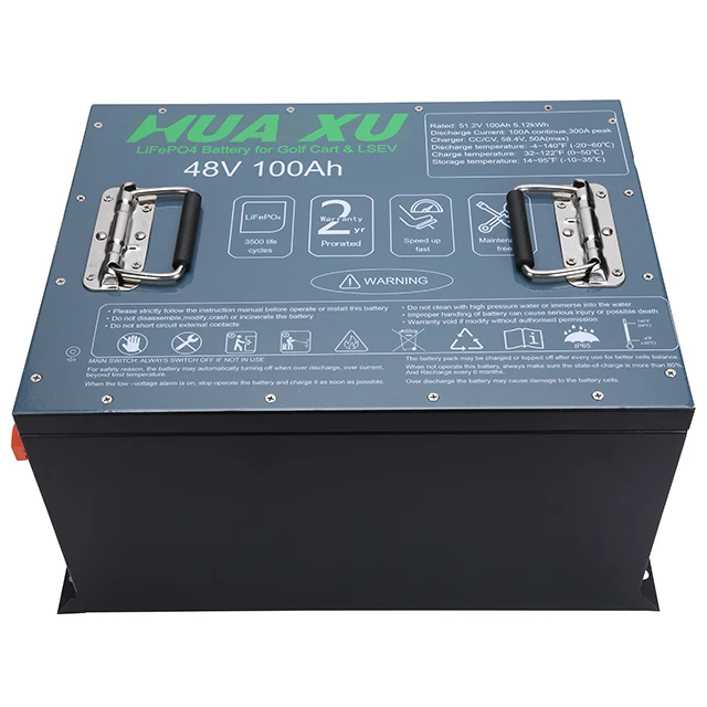 Huaxu 48v lithium ion battery pack for golf cart golf cart battery charger lithium iron phosphate 48v 100ah solar battery