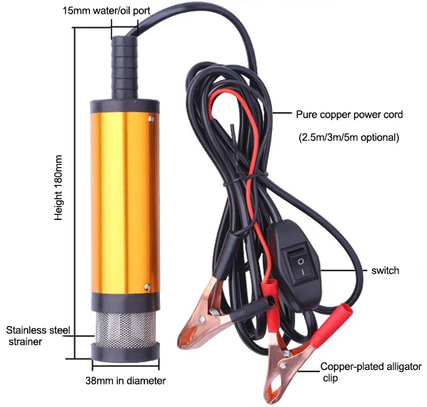 Dc 24v/12v Diesel Pump Submersible Transfer Pump Fuel Oil Diesel Water Transfer Car Camping Fishing Use