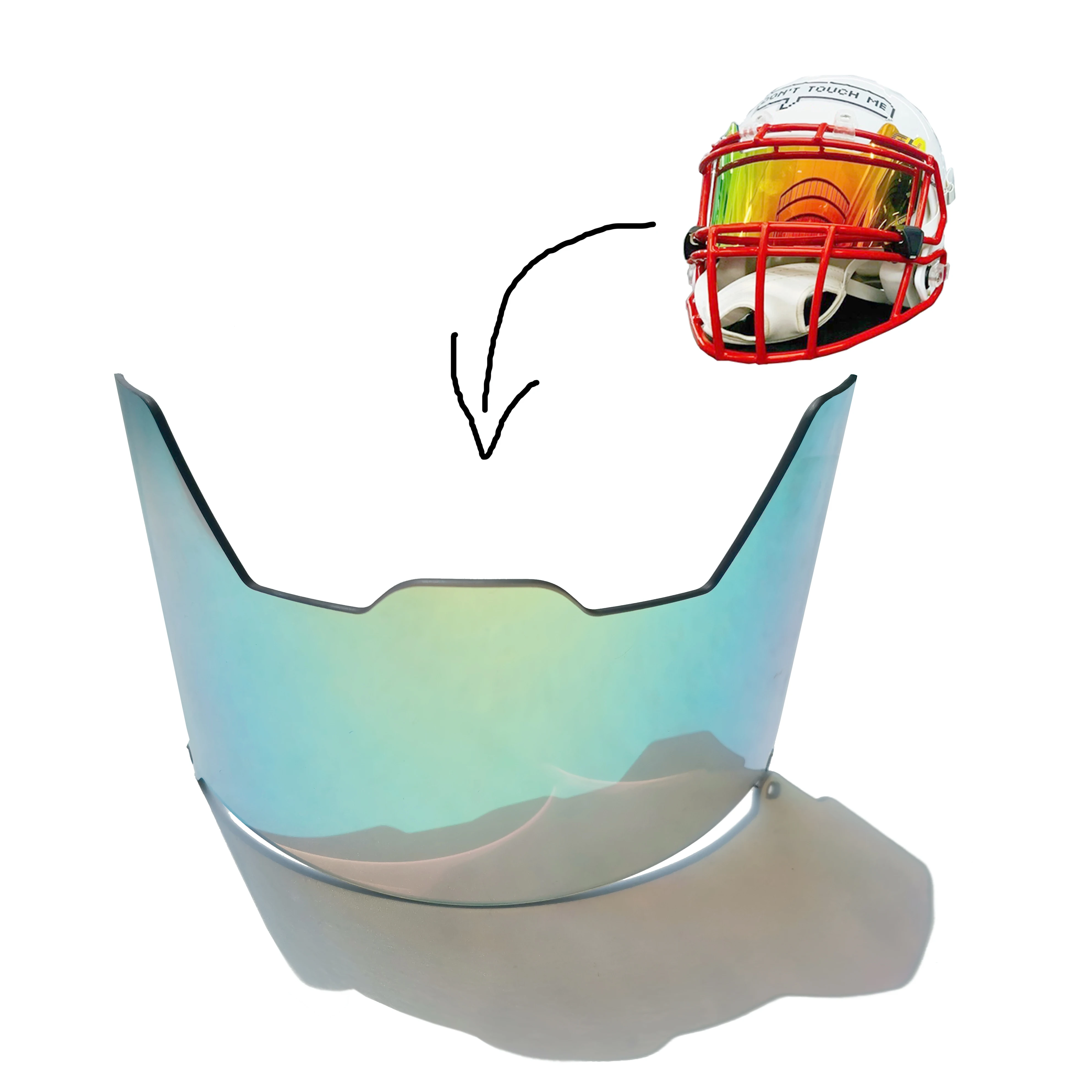 Новейший прочный козырек для шлема из поликарбоната и инъекций/зажим для козырька от царапин для американского футбола Аксессуары Защитный Логотип Спортивный зажим