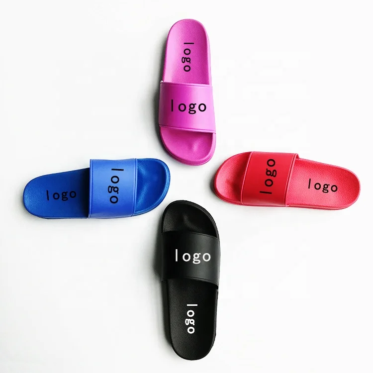 2025 pvc summer custom slipper casual slide sandal with logo custom logo embossed slides for women