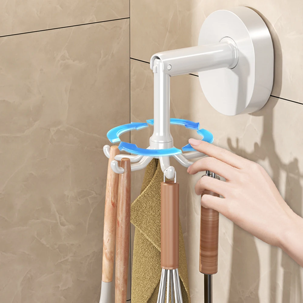 Waterproof Kitchen Hook Kitchen Utensil Hanger Purse Hook Holder 360 Degree 6 Claw Rotating Folding Bag 180 Degree Vertical Flip