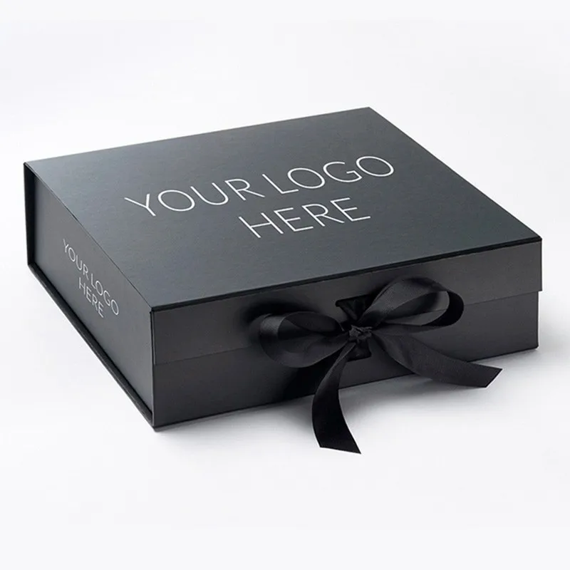 Digital Printing Cardboard Packaging Folding Box Ribbon Closures Wholesale Gift Paper Box