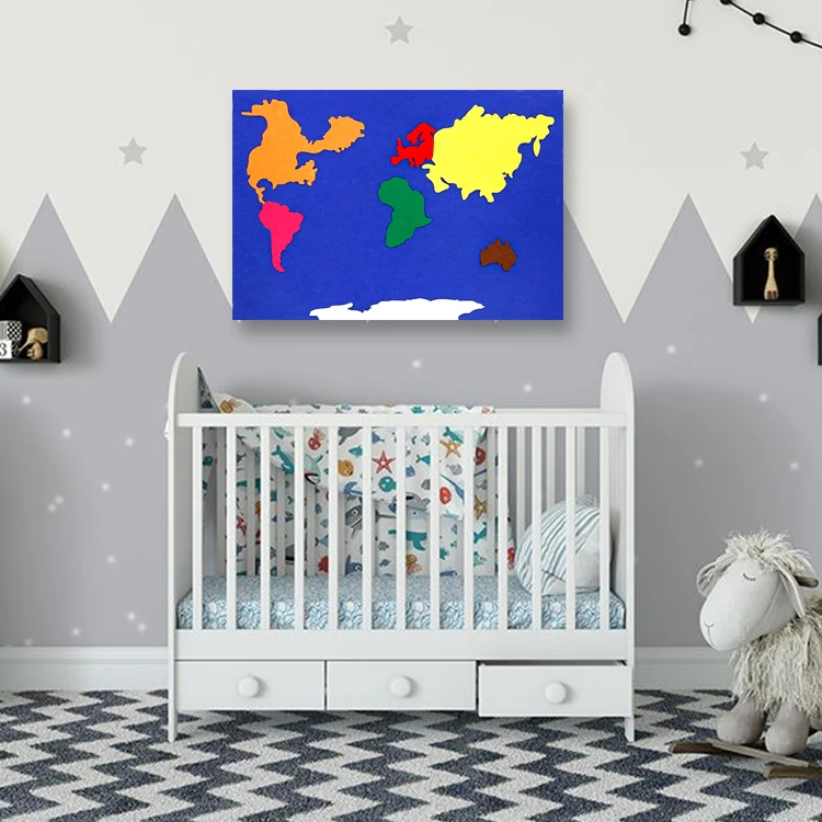 
new design felt continent world map felt baby education toys world map felt puzzle mat 
