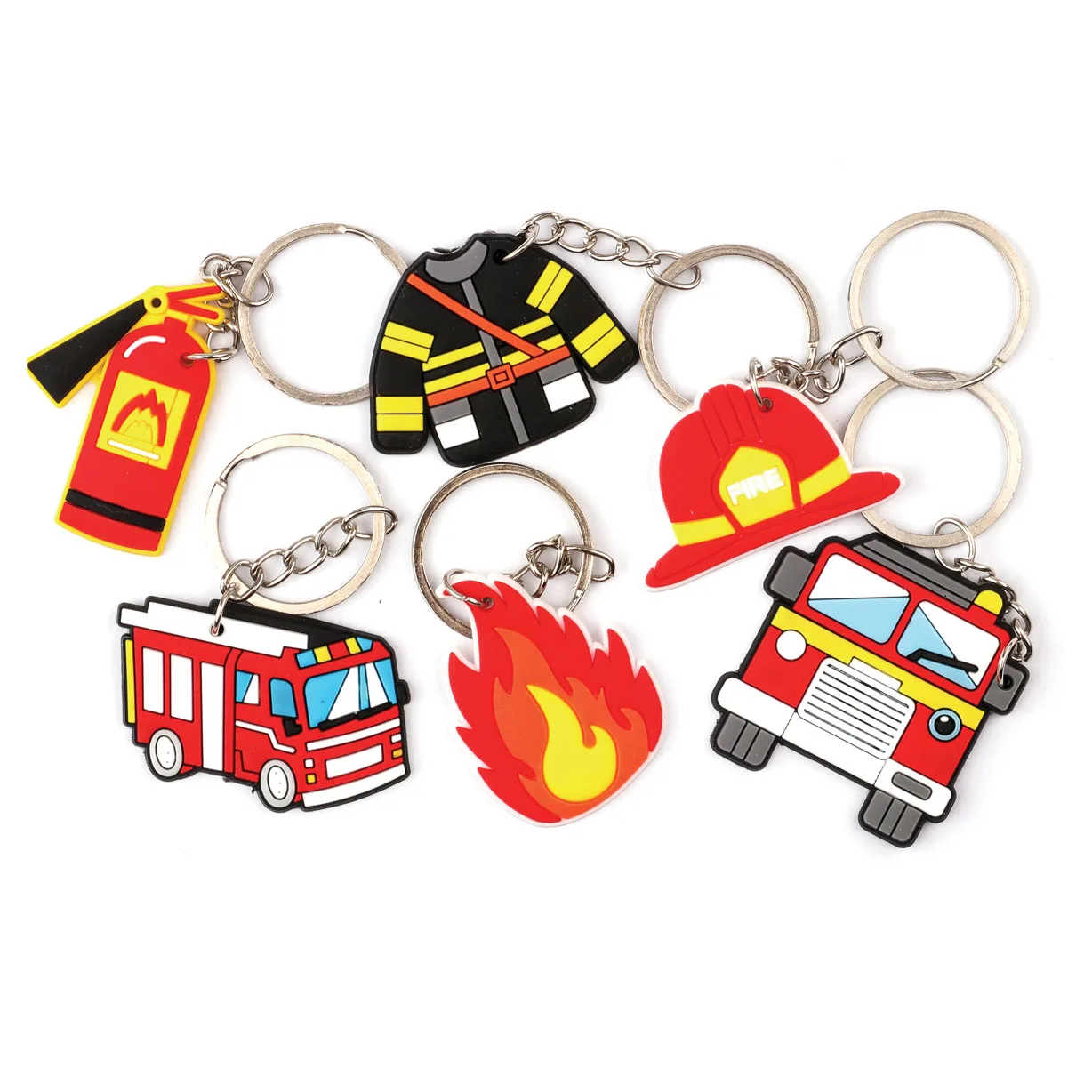 Firefighter Keychains Fireman Key Holder Bag Pendant Hanging Firefighter Gift Key Ring Souvenir Gifts Goodie Bag Stuffers Gifts