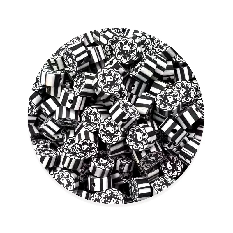 25PCS/Bag Various Style Polymer Clay Beads Love Clown Yin Yang Clay Loose Beads For Diy Jewelry Making Accessories