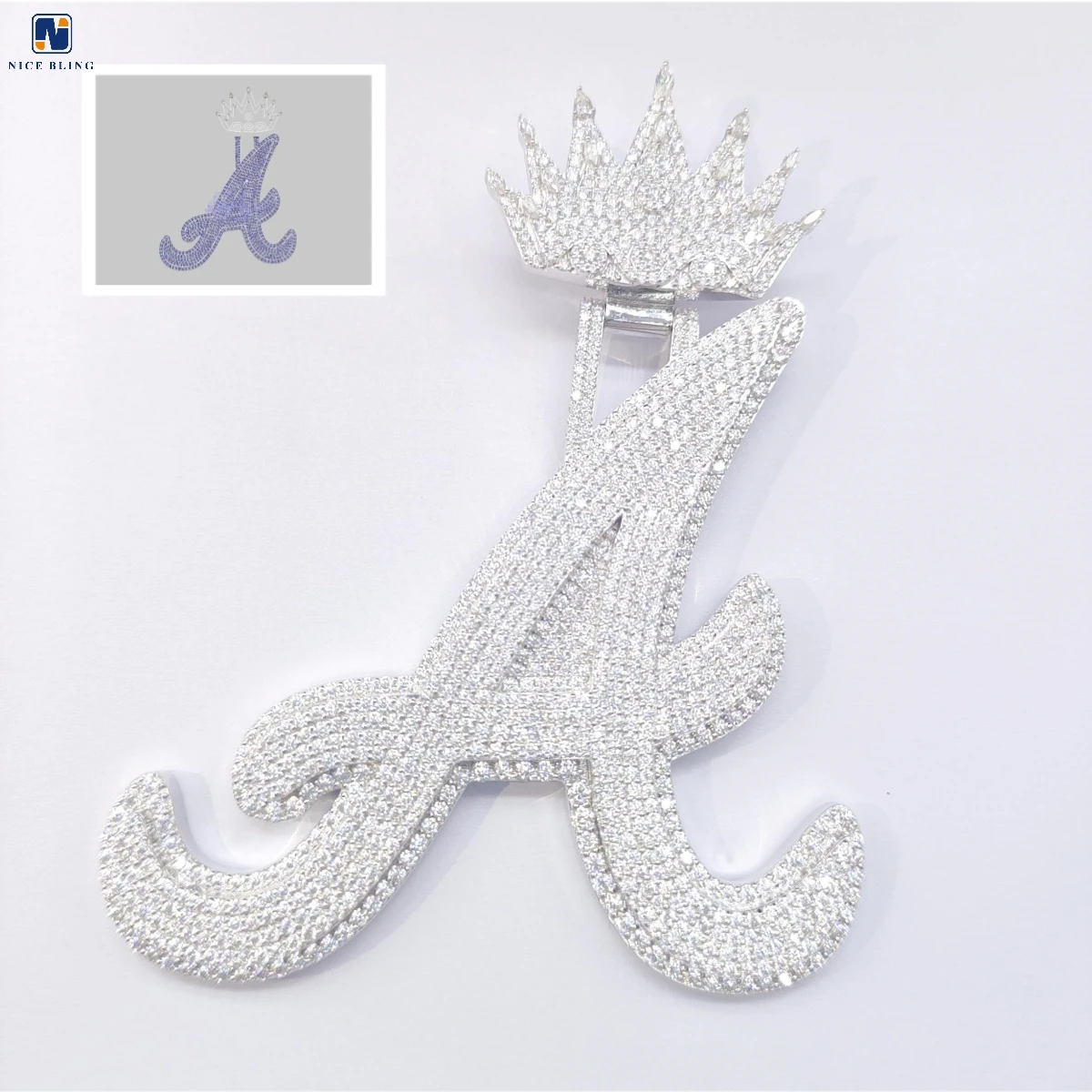 Custom Iced Out Pendant 925 Sterling Silver VVS D Moissanite Pendant Initial Letter Necklace Pendant