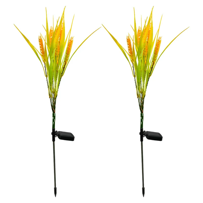 Solar Flowers Lights Outdoor Decorative 2 Pack Wheat Ear Solar Garden Stake Lights for Patio Lawn Yard Pathway