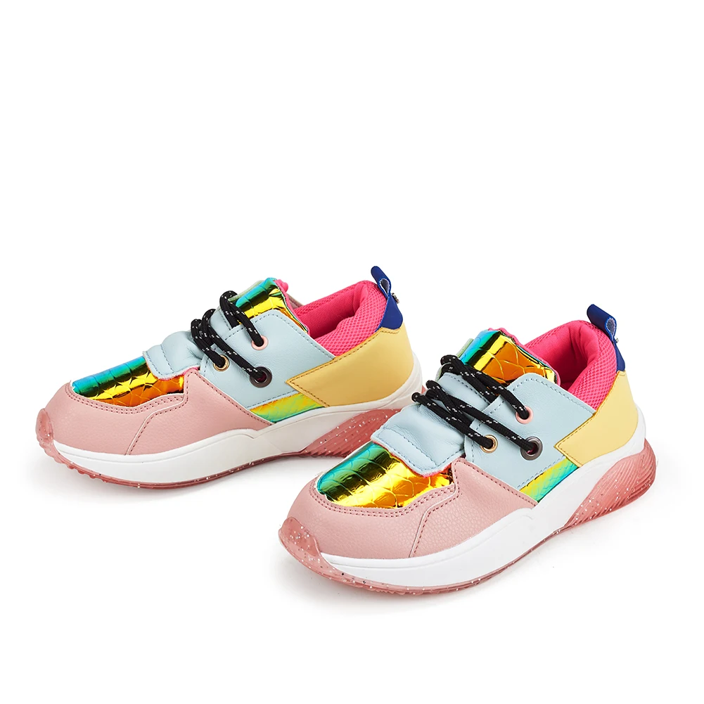 Детские модные кроссовки; Повседневная обувь радужного цвета для девочек; Обувь для вечеринок; Детская обувь для девочек