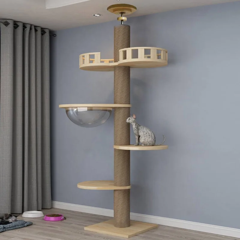 Large Cats Condo Trees Play Furniture Scratcher Modern Cat Ceiling Tree Tower Multi-Layer Cat Climbing Frame Tree