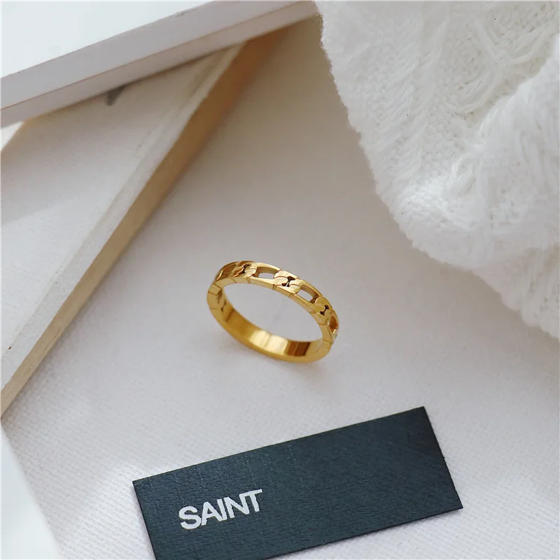 SUMMLY Vintage Personalized Waterproof 18K Gold Plated Stainless Steel Rings Fashion Jewelry
