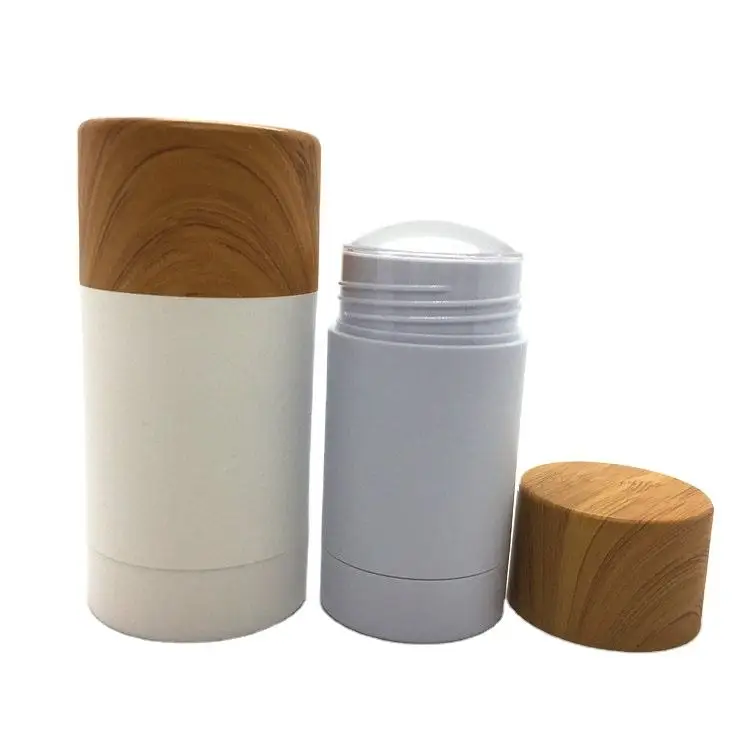 Empty cosmetic twist up white bamboo deodorant stick container bamboo deodorant tube 30g 50g 75g