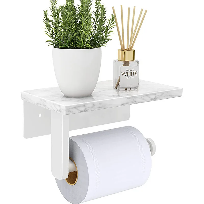 STOCCO classic stainless steel tissue paper holder bathroom wall mounted toilet paper holder with marble mobile phone shelf