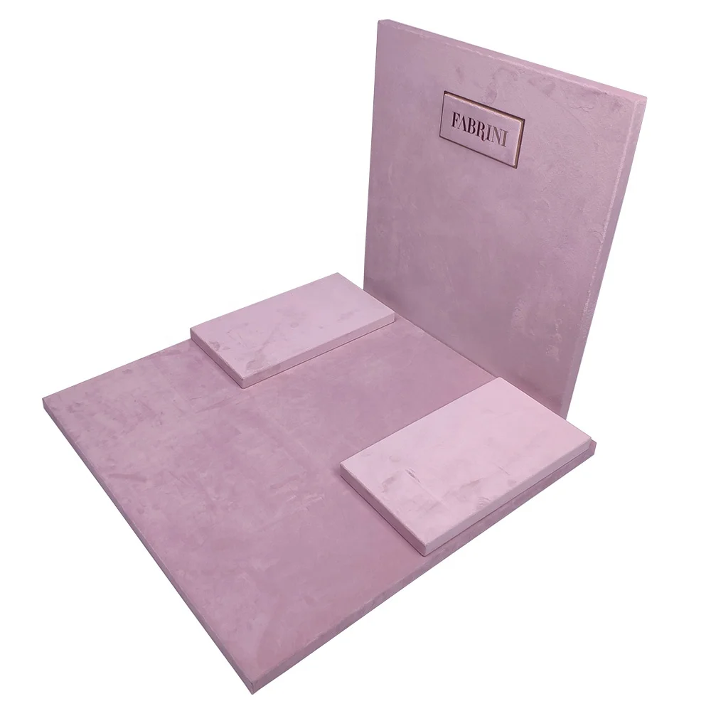 DT015SABC Factory Customized light pink velvet Jewelry Display Back wall Stage base for shop show window
