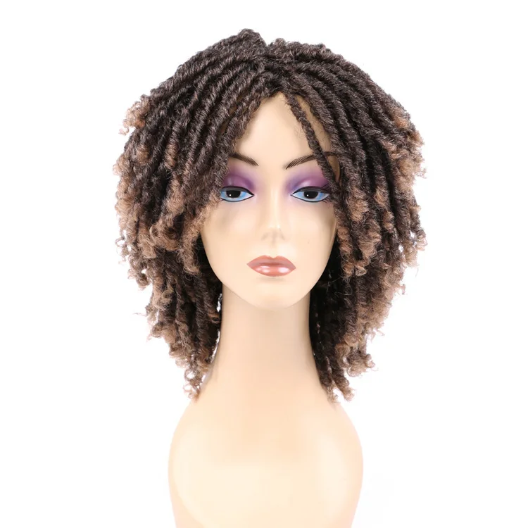premium fiber African Short Dreadlocks synthetic Wig Faux Locs Crochet Hair Braided Wigs