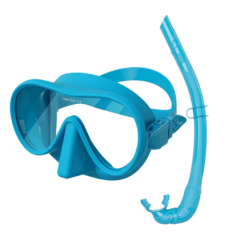 2024 New CE Certified Silicone Dry Snorkel Mask and Set Single Tempered Glass Diving Gear Equipment for Adult Swimming