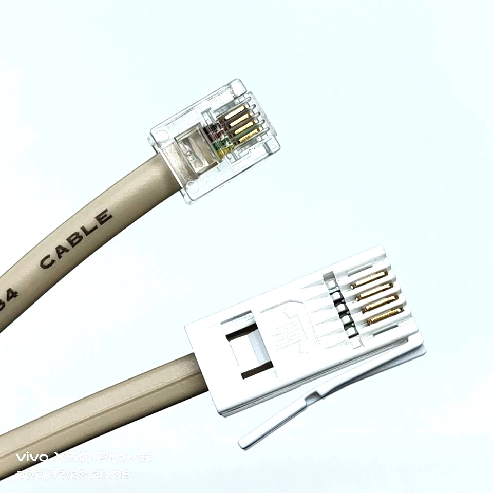 Telephone line plug to RJ11 cross telephone cable extension British BT plug to RJ11 cable