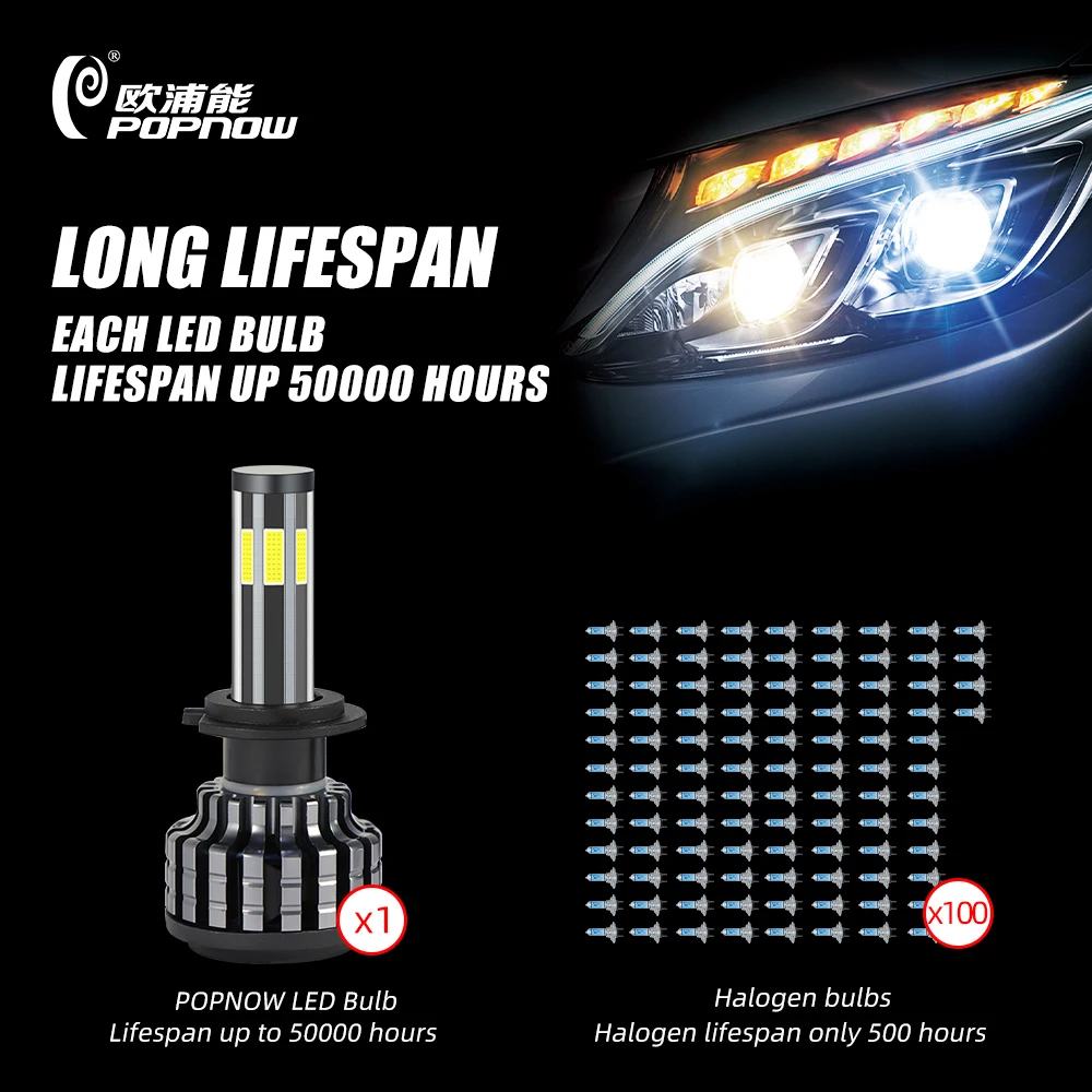 Super Bright 3 Color Led Headlight Bulb 360 Degree Light Perfect Beam 6 Sides 90W 10000LM Led H1 H3 H4 H7 headlight H11