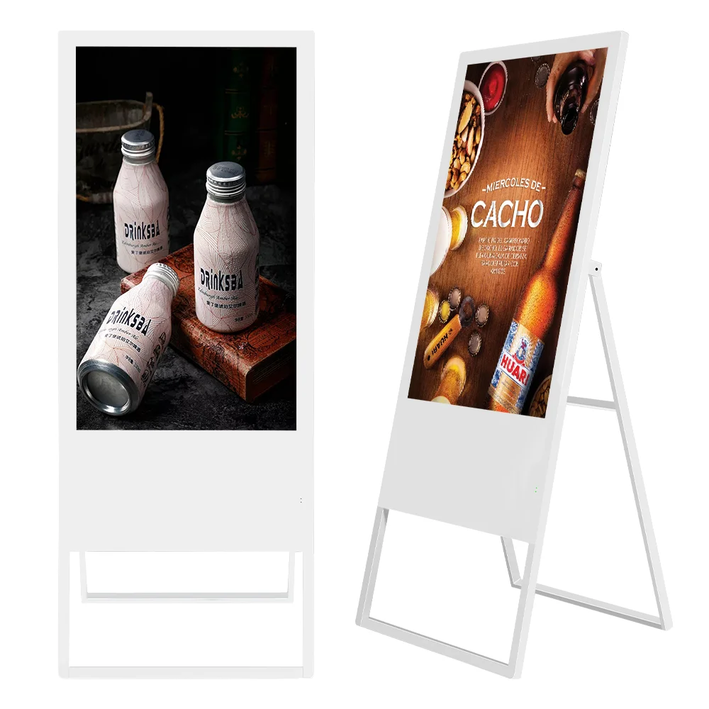 Floor stand indoor vertical 4G wifi network interactive portable lcd advertising display digital signage