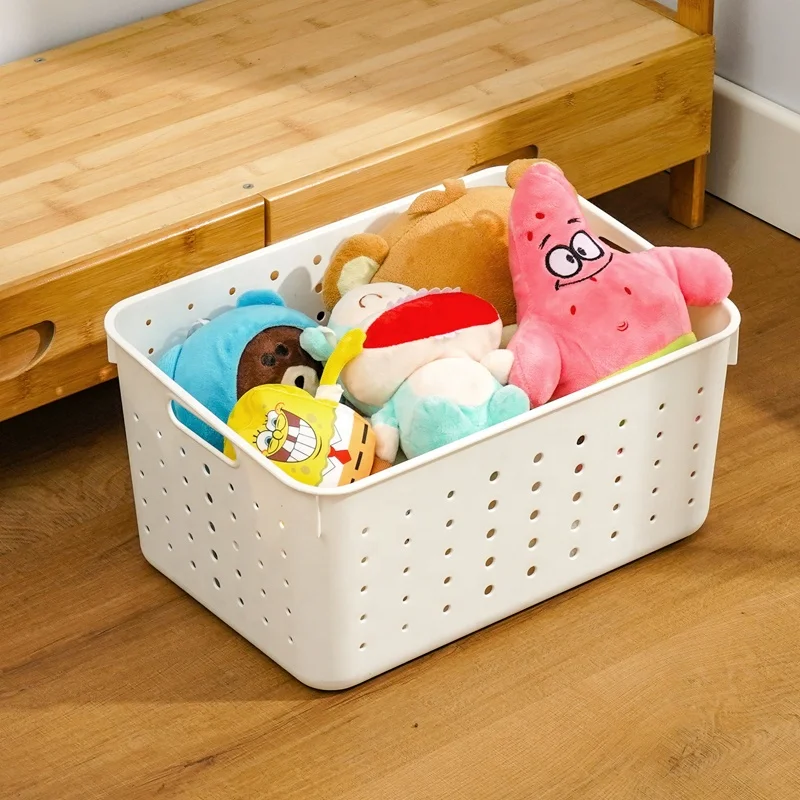 Multifunctional Plastic White Storage Basket Home Office Kitchen Organization Basket Organizer