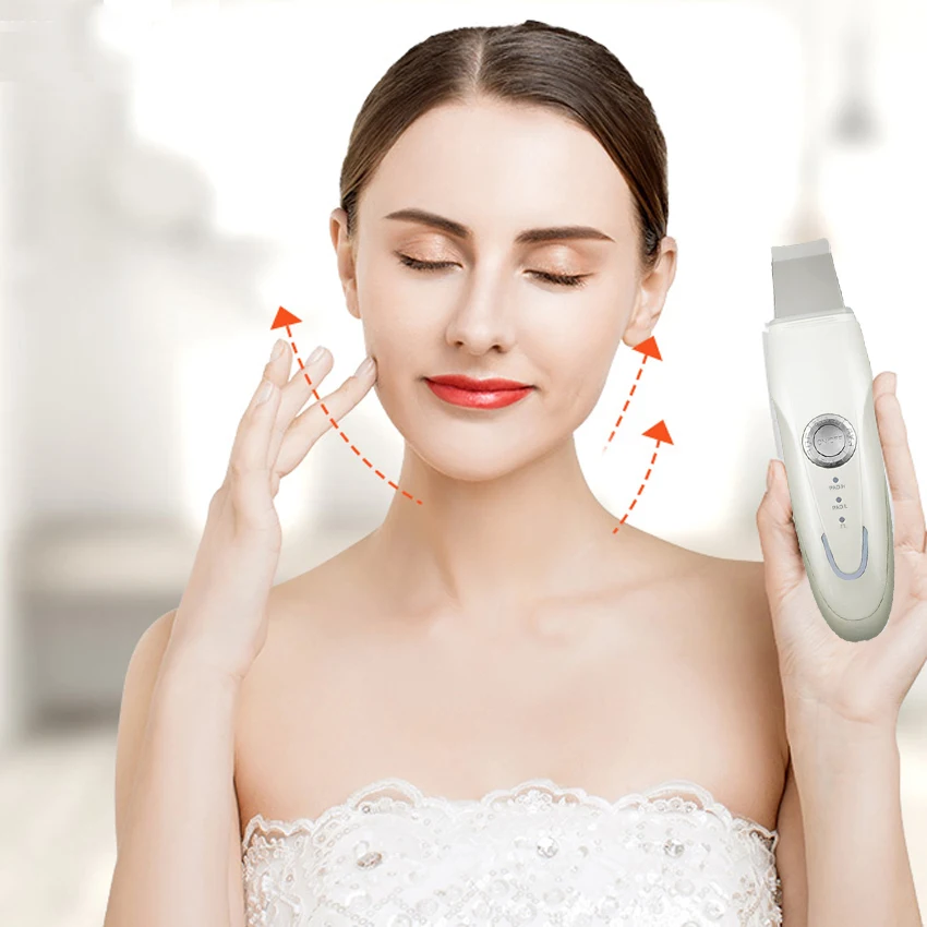 Factory Portable Ion Ultrasound Facial Spatula Face Peeling Ultrasonic Skin Scrubber Ultrasonic Face Scrubber