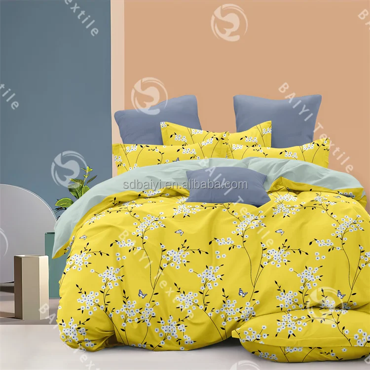 Luxury Design 100% Polyester Fibre Bed Sheet drat de lit en fleurs Bedding Set drat de lit 3 place