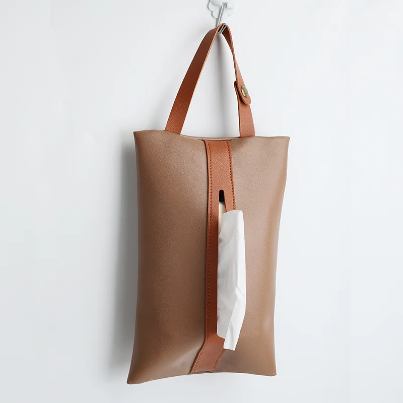 Restaurant Decor Napkin Box Minimalist Home Decoration Pu Leather Tissue Box can Hanging On the Wall and Car Back Seat