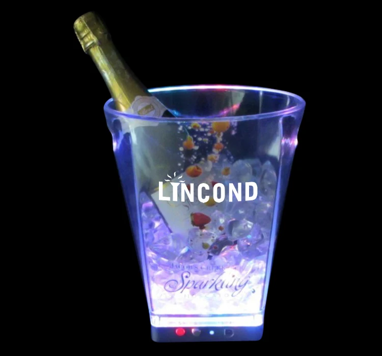 Plastic LED Champagne ice bucket 5L LED lighting wine ice cooler with handle rechargeable beer bucket ice box holder for party