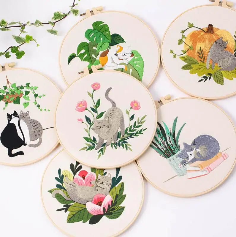 Cat Embroidery Kits for Beginners, Embroidery Kits for Adults, Easy Embroidery Kit