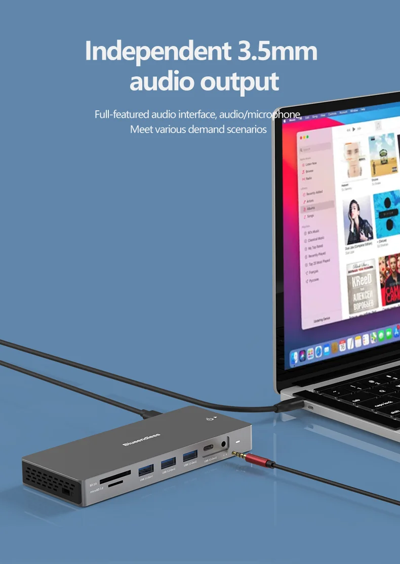 Dual Displayport HDTV gigabyte RJ45 MST Hub 13 ports hub displayport to triple type c docking station