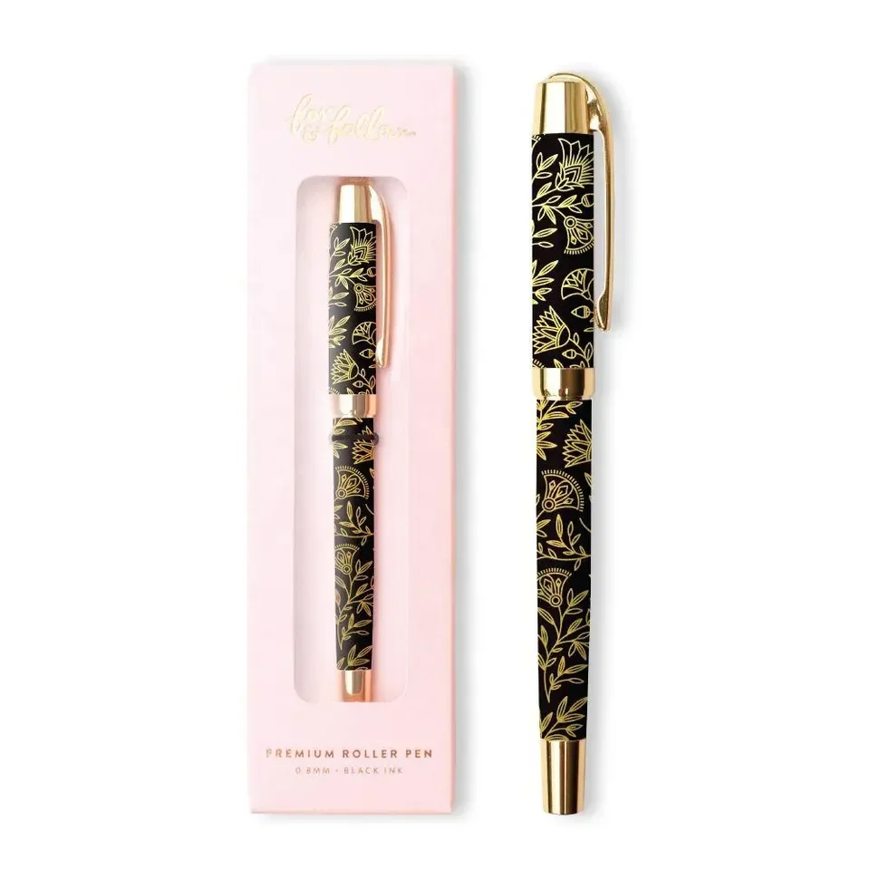 Promotional Gift Custom Flower Design Pen Heat Transfer Floral Print Metal Ball Pen