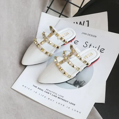 
2020 Kids Girls Children Roman Rivet Slippers Princess Shoes For Girls Wedding Party Dress Rivet Dance Shoes 