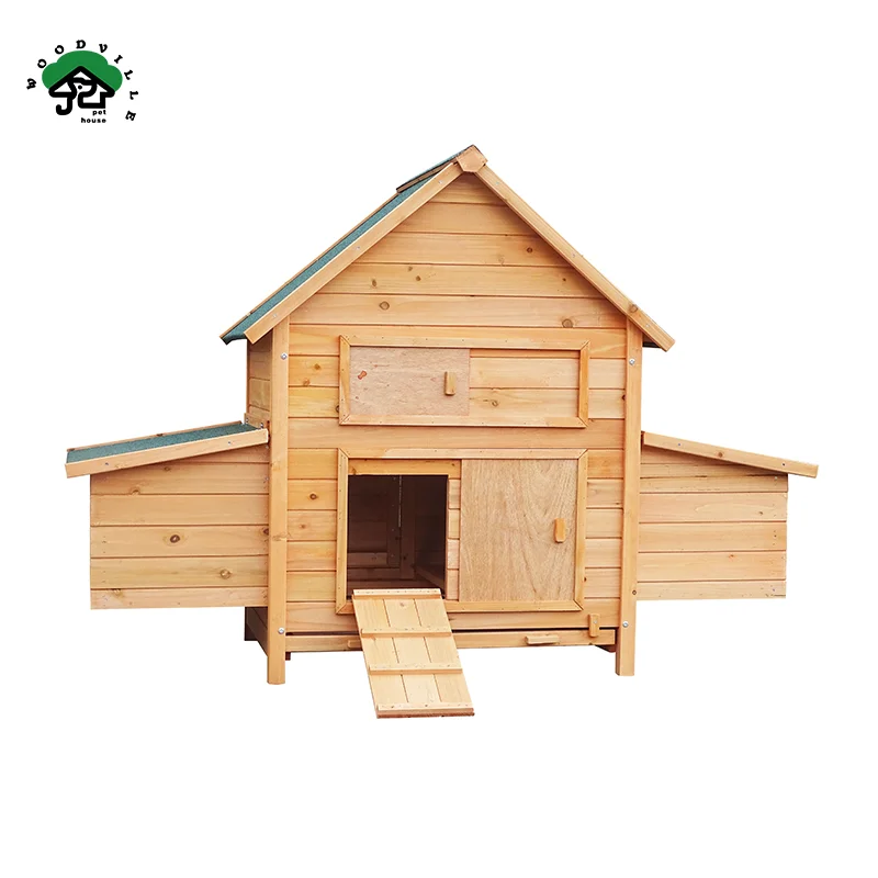 WoodVille Factory Direct Sales Large Waterproof Fir Wood Made Outdoor Rainproof And Windproof Chicken Coop
