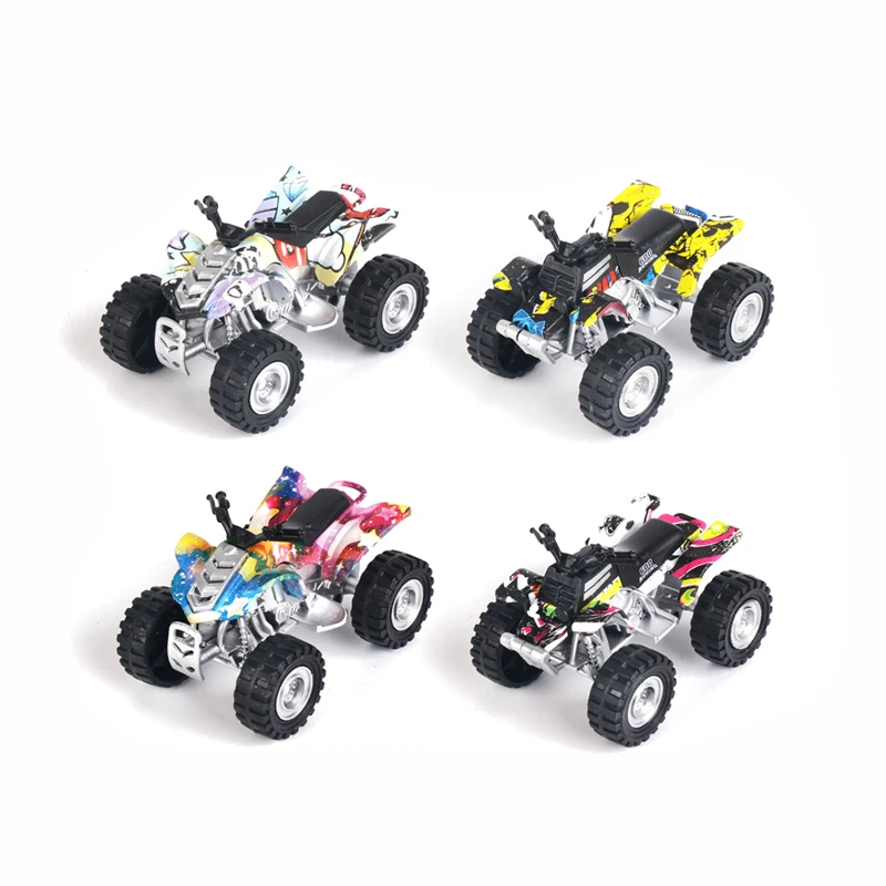 New Design Children Four Wheel Drive Off Road Return Stunt ATV Motorcycle Diecast Pull Back Friction Cars Toys For Boys