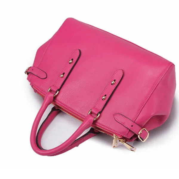 Custom Logo High Quality Rose Red Casual Large Leather Tote Bag Wholesale Luxury Full Grain Vegan leather Women Turkey Handbag