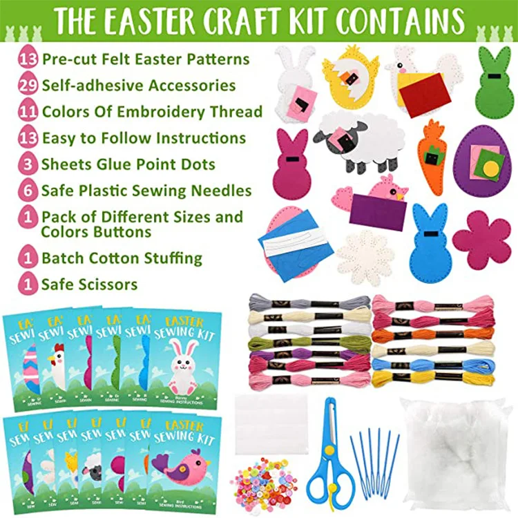 Make your own Easter craft kit kids educational toy DIY handmade felt sewing gift