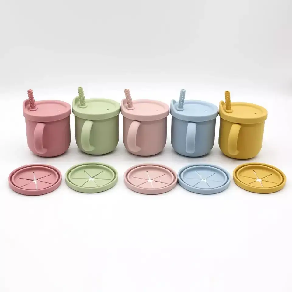 Spill Proof Sublimation Kids Snack Catcher silicone food grade Toddler Drink Container Bowl In One Cup Baby Silicone Snack Cup