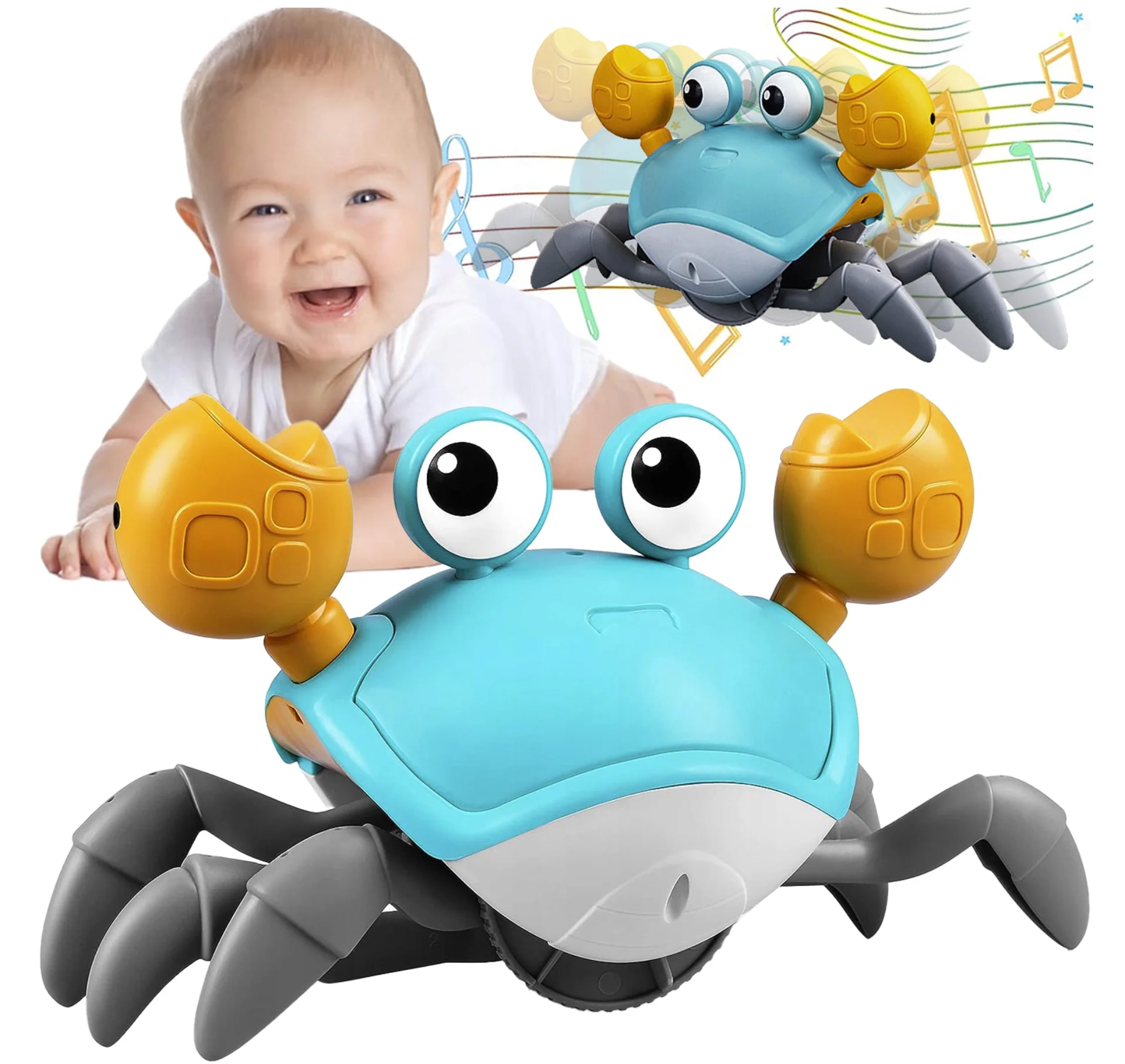 Interactive Crab Toy for Baby Crawling Crab Techno Escape Electronic Toys with Music Toddler Gift