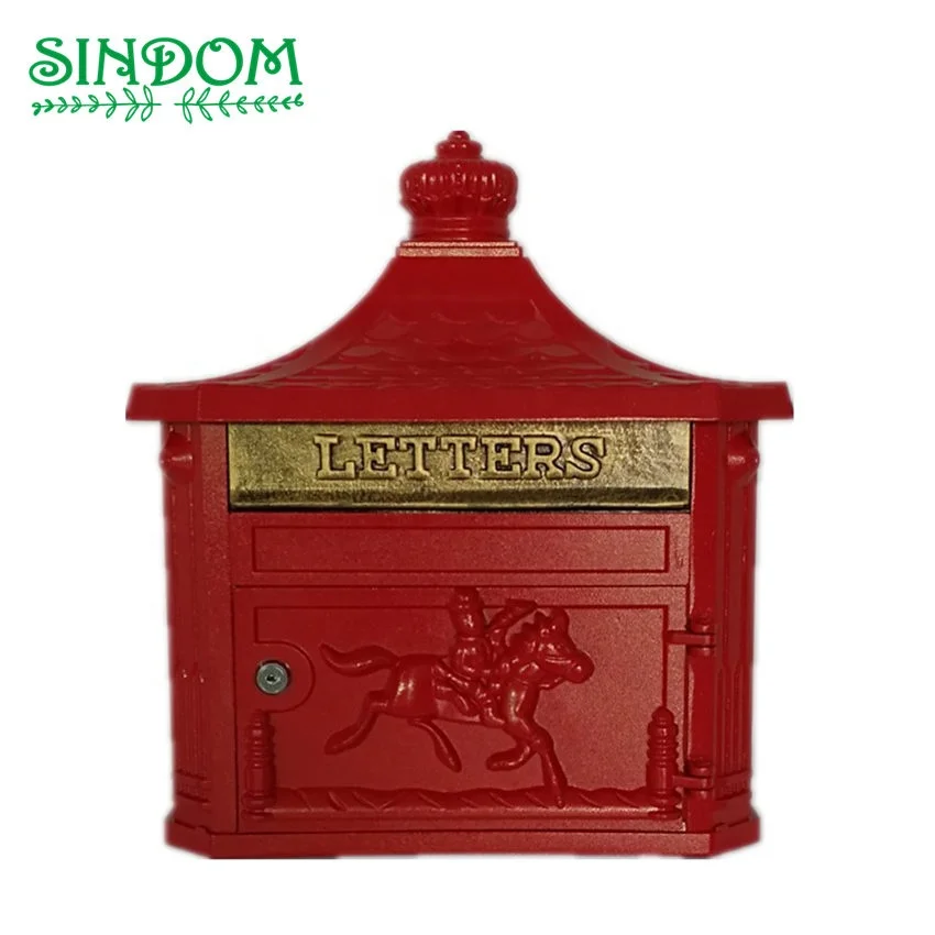 Vintage European style wall mount letter box red residential mailbox