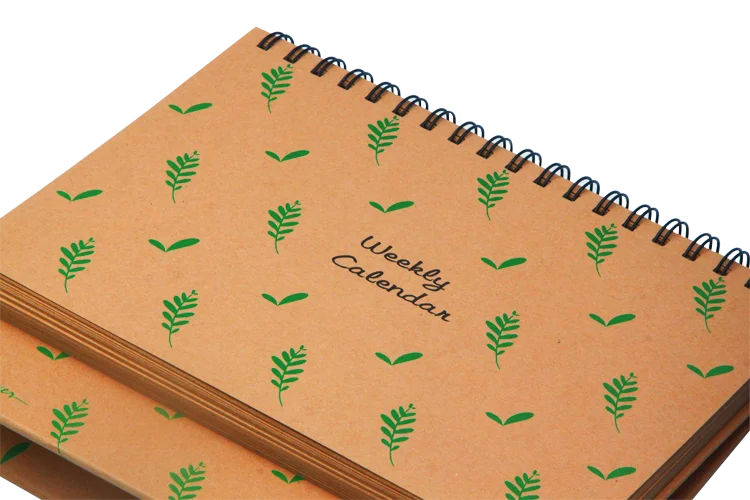 customized recycled Kraft paper table spiral desk calendar daily meal weekly planners pad calendar 2022