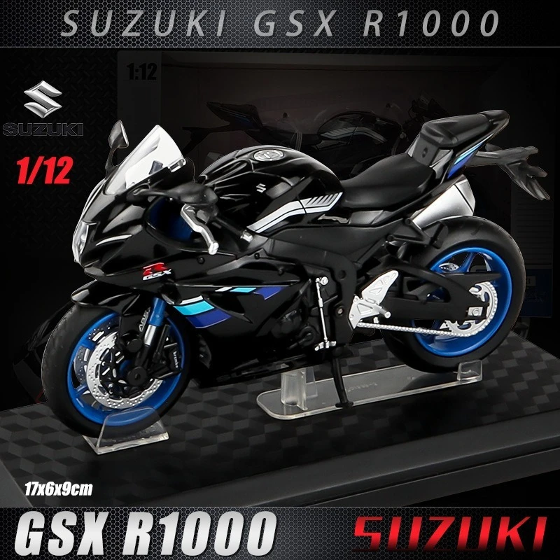 Литой под давлением 1:12 Suzuki GSXR1000 с колесами может перемещать переднее рулевое управление орнаментом металлическая модель мотоциклетная из сплава