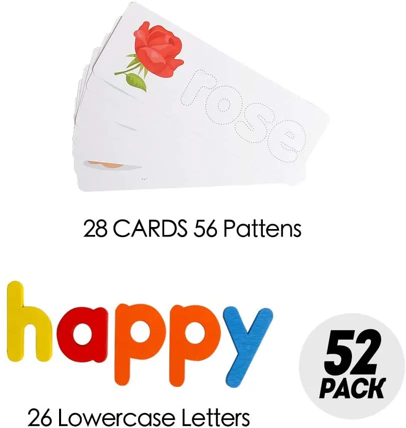 
Amazon hot sale montessori learning spelling alphabet words toys educational wooden letter words matching puzzles games for kids 