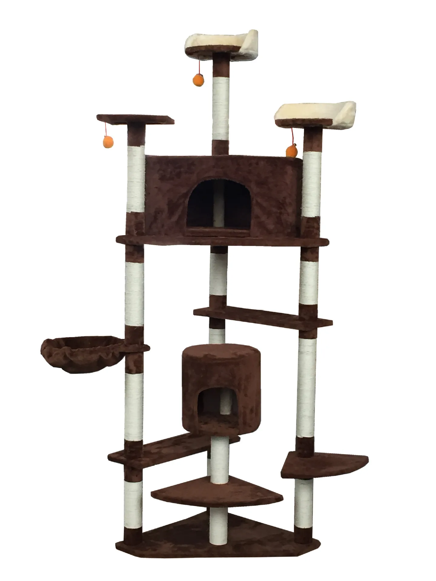 Big Wooden Scratcher Tower Luxury Real Sisal Novel Reinforced Elevated Outdoor Big Cat Tree House