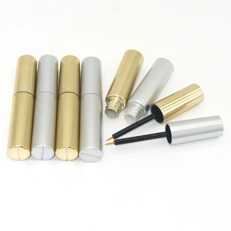 
8ML UV matte silver eyeliner bottle container with brush empty round eyelash glue container 