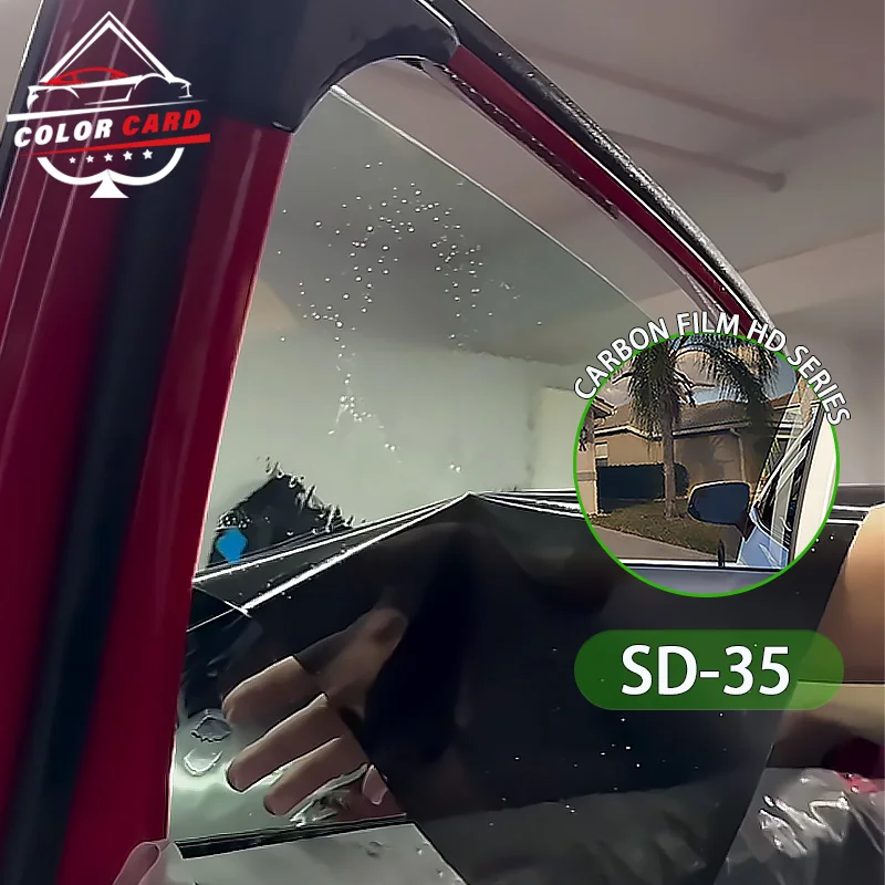 Цветная карта Высококачественная углеродная пленка VLT35 % UVR99 % термостойкая конфиденциальность 2 мил 1,52*30 м оконная Тонировочная Солнечная пленка
